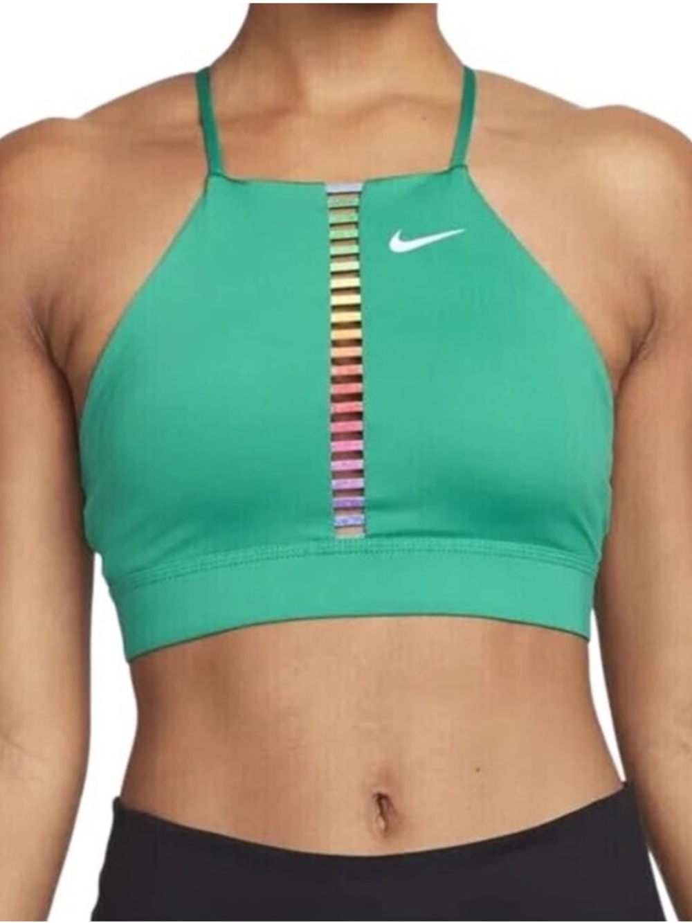 NEW Nike Dry Fit Indie ladder rainbow sports bra padded tank tops high neck S
